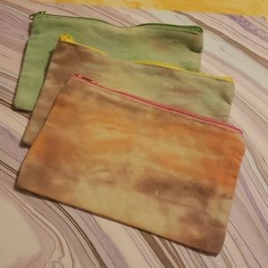3 tie dyed makeup bags